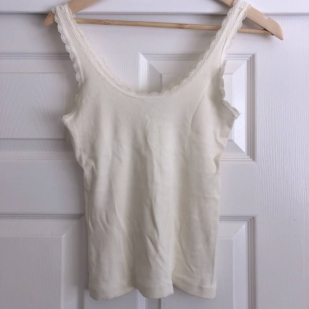 & other stories cream lace trim tank top